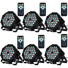 Dj Lights, 36 LED Par Lights Stage Lights with Sound Activated Remote Control & DMX Control, Stage Lighting Uplights for Wedding Club Music Show Christmas Holiday Party Lighting - 6 Pack
